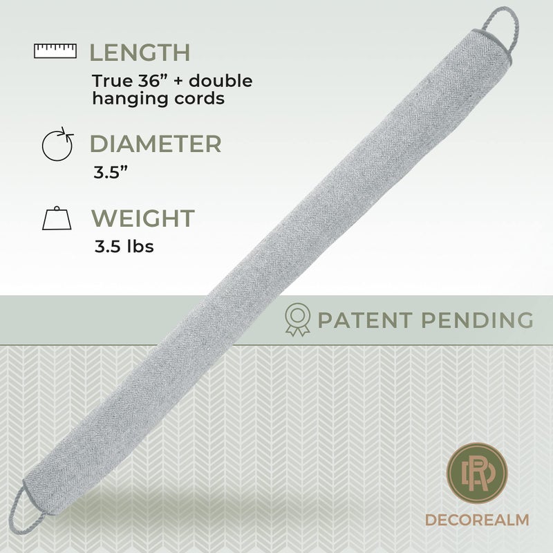 DECOREALM Under Door Draft Stopper and Blocker, Draft Guard for Doors and Windows, Decorative Fabric Cylinder Blocker Provides Weighted Door Insulation by DECOREALM (Grey, 36 Inches) - Image 5